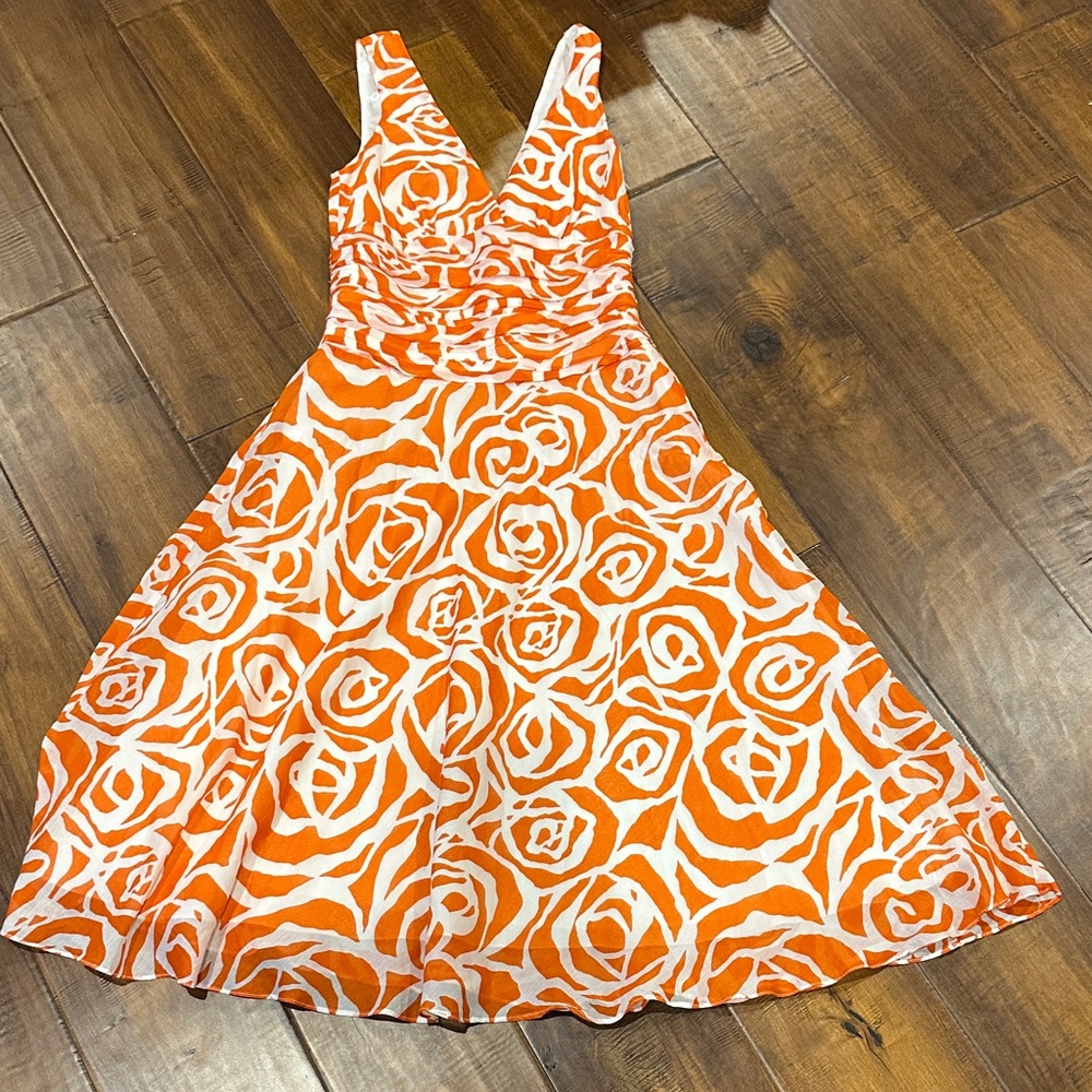 Zara Orange and White Backless Dress